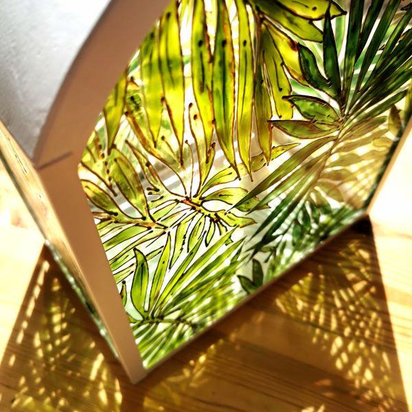 Lampion Witrażowy Dekoracyjny33cm - Tropikalne Palmy